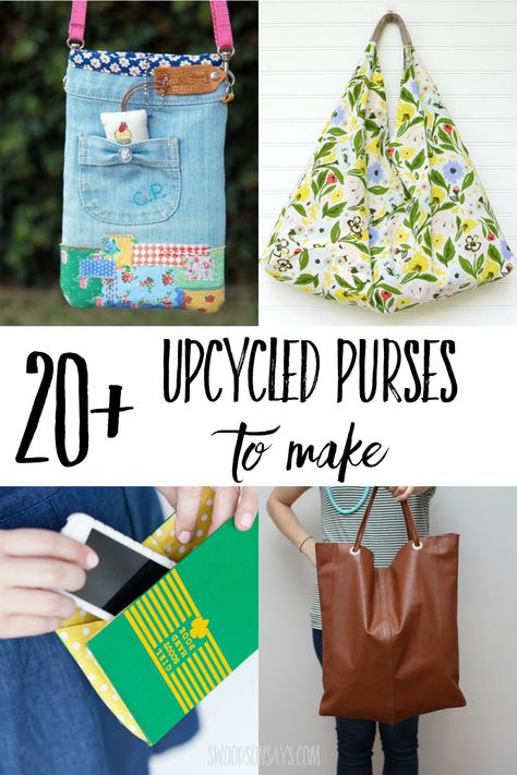 Check out a creative upcycled bag to make with one of these fun tutorials! Save old clothes from the landfill and turn them into useful bags instead. Upcycle Purses Ideas, Upcycled Purses Diy, Diy Purse Makeover, Recycled Purse, Sewing Handbags, Reuse Old Clothes, Upcycled Handbag, Upcycled Purse, Upcycled Bags