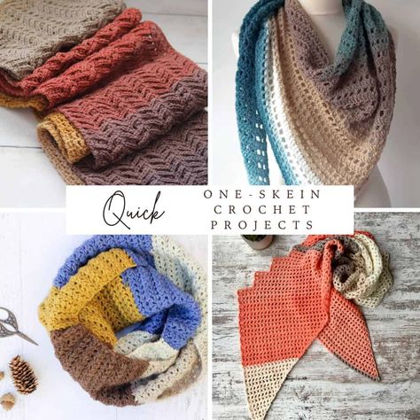 Quick Crochet Projects Made with One Yarn Skein! 3.5mm Crochet Hook Patterns, Wool Yarn Crochet Patterns, Two Skein Crochet Projects, Fingering Weight Crochet Patterns, Super Fine Yarn Crochet Pattern, One Skein Crochet Patterns Free, Single Skein Crochet Projects, 2 Skein Crochet Projects, Crochet One Skein Projects