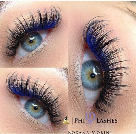 Fake Lashes With Color, Eyelashes Extensions Color, Blue And Black Eyelash Extensions, Blue Eyelashes Extensions, Classic Lashes With Color, Eyelash Extension Colors, Teal Lash Extensions, Hybrid Lash Extensions Color, Eyelash Color Extensions