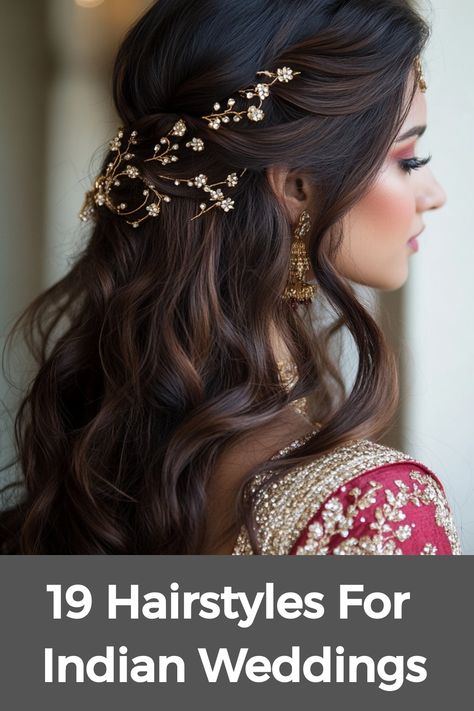 Discover a plethora of exquisite hairstyles suited for Indian weddings, tailored to cater to various preferences and roles. From elaborate updos and braided buns ideal for brides donning traditional attire to simpler styles preferred by guests, there's a diverse range of options available. Those with short hair can elevate their appearance with graceful waves or adorned pins, seamlessly complementing a saree ensemble. India Wedding Hairstyle, Haïr Style For Short Hair For Wedding, Long Hair Hairstyles Wedding, Bridal Free Hairstyles Indian, Curl Hairstyles For Wedding Indian, Hairstyle For Wedding Saree, Wedding Haïr Style For Short Hair, Modern Hairstyles For Wedding, Hairstyle Bridal Indian