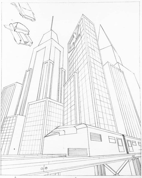 Some random futuristic city. . . #city #futuristiccity #flyingcar #train #futuristictrain #perspective #threepointperspective #pencil… Future School Drawing, Future Drawing City, Architecture City Drawing, Futuristic City Sketch, Futuristic City Drawing Easy, Future Buildings Drawing, Futuristic Drawings Sketch, Future Cities Drawing, City Of The Future Drawing