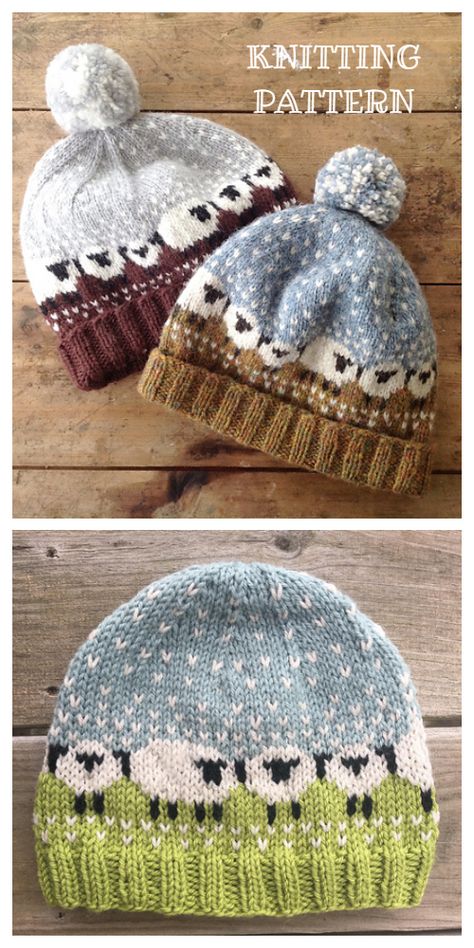 Knit Fair Isle Sheep Hat Free Knitting Pattern & Paid - Knitting Pattern Fair Isle Knitting Patterns Free, Maglia Fair Isle, Sheep Knitting Pattern, Sheep Hat, Hat Free Knitting Pattern, Baby Hat Knitting Patterns Free, Knit Fair Isle, Ravelry Knitting, Baby Hat Knitting Pattern