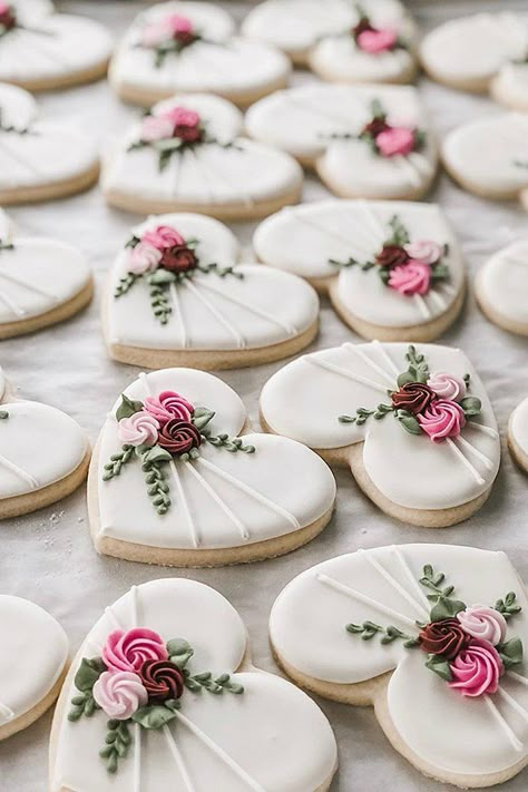 45 Creative Non-Traditional Wedding Dessert Ideas | Wedding Forward Halloween Sugar Cookies Decorated, Bridal Cookies, Resipi Kek, Royal Icing Sugar, Halloween Cookies Decorated, Cookie Images, Halloween Sugar Cookies, Bridal Shower Cookies, Shaped Cookies