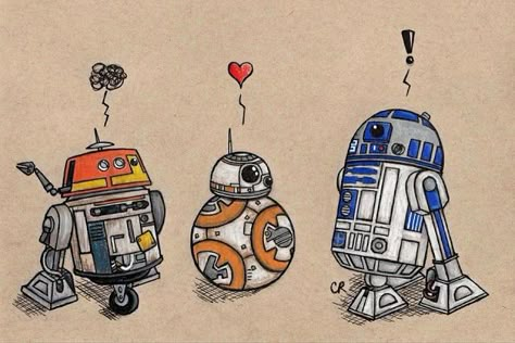 Robots chopper,BB8,and R2D2 Star Wars Logos, 7 Tattoo, Geek House, Star Wars Droids, Star Wars Love, Star Wars Drawings, Star Wars Tattoo, Battle Star, Star Wars Film