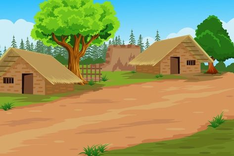 Village Background, Free Green Screen Backgrounds, Village Kids, Photoshop Backgrounds Backdrops, House Cartoon, Free Green Screen, Village Photos, Nature Background Images, Cartoon House