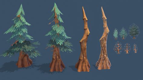 ArtStation - Stylized Forest, Emma Kaempf Stylized Tree 3d, Stylized Game Environment, Stylized Game Art, Tree Stylized, Low Poly Environment, Stylized Forest, Dungeons And Dragons Diy, Stylized Trees, Forest Environment