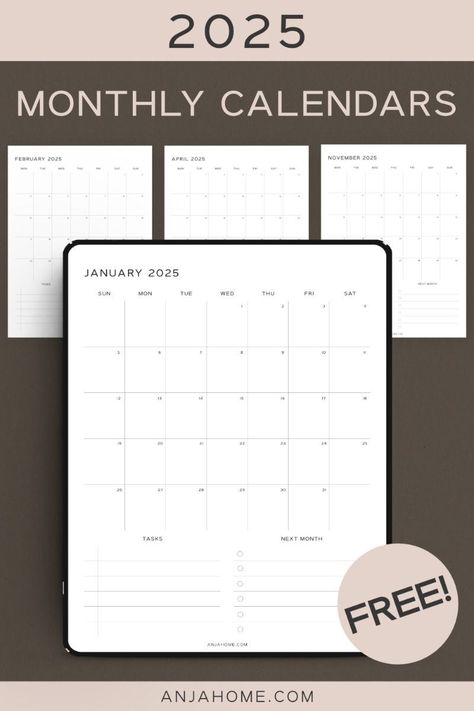 Aesthetic digital calendar for Goodnotes & Notability, free download for 2025 Goodnotes Template Free Study, Digital Calendar Template, Planner Ideas Aesthetic, Ipad Planner Template Free, College Planner Printables, Goodnotes Free, Free Monthly Planner, Planner For Moms, Life Planner Printables