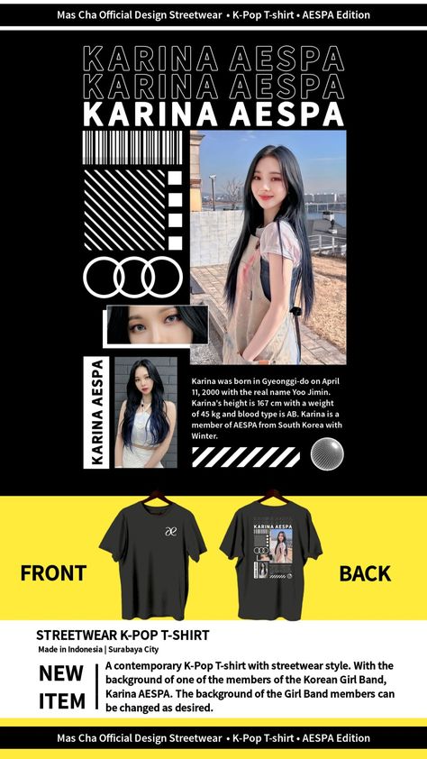 K-Pop T-shirt, KARINA AESPA T-SHIRT, illustration, typography, denim, apparel, design, vintage, authentic, tee, vector, print, sign, t shirt, fashion, graphic, clothing, urban, college, shirt, varsity, sport, art, background, symbol, athletic, style, retro, wear, clothes, logo, emblem, banner, texture, text, label, grunge, new, abstract, slogan, badge, font, jersey, stamp, premium, modern, artwork, textile, poster, element Distro Clothing Design, Clothing Typography, Streetwear Typography, Font Jersey, Kpop Streetwear, Text Label, Clothes Logo, Magazine Cover Ideas, T Shirt Illustration