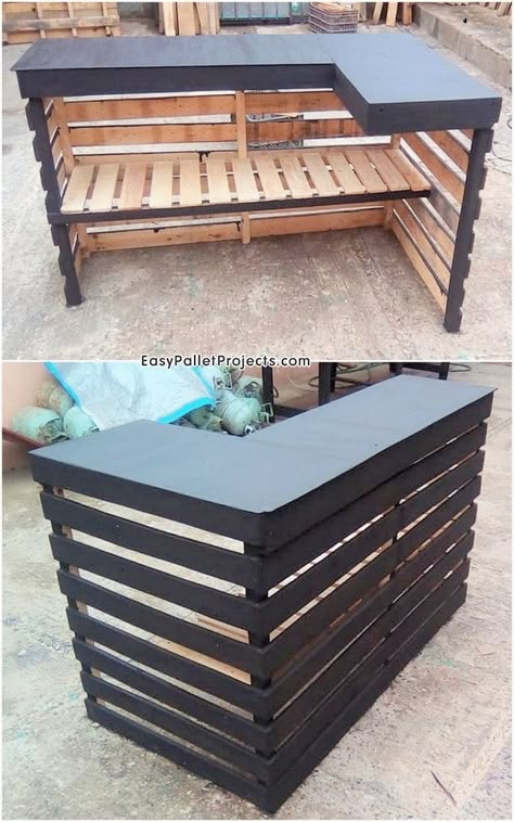 Pallet Crafts Diy, Diy Wood Desk, Pallet Bed Frame Diy, Faux Wood Paint, Crate Side Table, Room Ideas Farmhouse, Ikea Expedit, Modern Outdoor Chairs, Porch Accessories