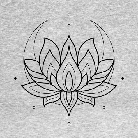 Sun Moon Chest Tattoo Female, Indian Lotus Tattoo, Lotus Face Tattoo, Purity Tattoo Symbols, Lotus And Moon Tattoo Design, Lotus Moon Tattoo Design, Lotus Flower Moon Tattoo, Lotus Logo Symbols, Rebirth Symbolism