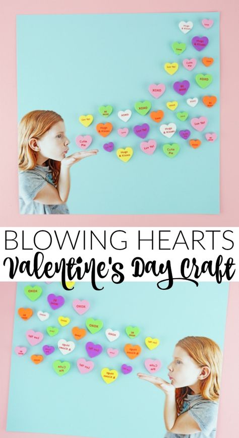 Blowing Hearts Valentine Craft for Kids | I Heart Crafty Things Grandparents Valentines, Valentines Day Crafts For Preschoolers, Preschool Valentine Crafts, Toddler Valentine Crafts, Preschool Valentine, Easy Valentine Crafts, Valentinstag Party, Valentine Craft, Valentine Gifts For Kids