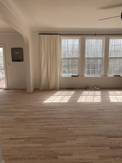 Natural Stain Wood Floors, Stains For Wood Floors, Light White Oak Floors, Original Hardwood Floors Refinishing, Refinished Floors Before And After, Old Hardwood Floors Restoring, Bona Stains On Red Oak Floors, Refinishing Oak Floors, Floor Stain Ideas