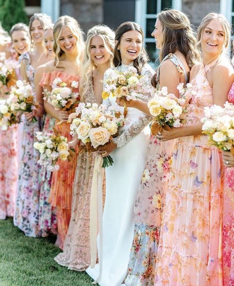 24 Spring bridesmaids dresses for 2024: The ultimate edit Spring Bridesmaids, Dresses To Prom, Pastel Bridesmaids, Mix Match Bridesmaids, Wildflower Wedding Theme, Printed Bridesmaid Dresses, Spring Bridesmaid Dresses, Floral Bridesmaid Dresses, Boda Mexicana