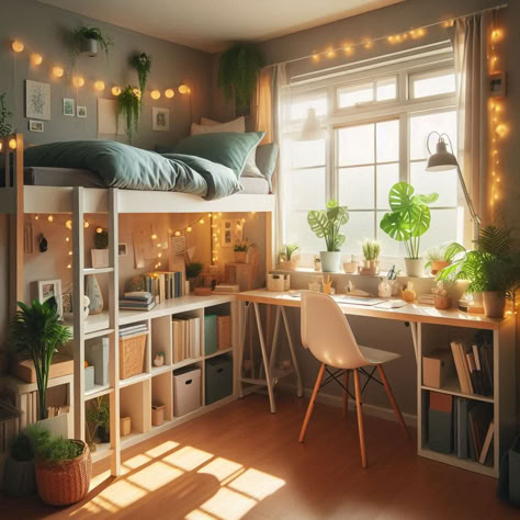 Teen Bedroom Storage Ideas, Small Space Kids Room, Condo Room Design, Loft Bed Small Room, Teen Bedroom Storage, A Squash And A Squeeze, Teenage Room Designs, Unique Bed Design