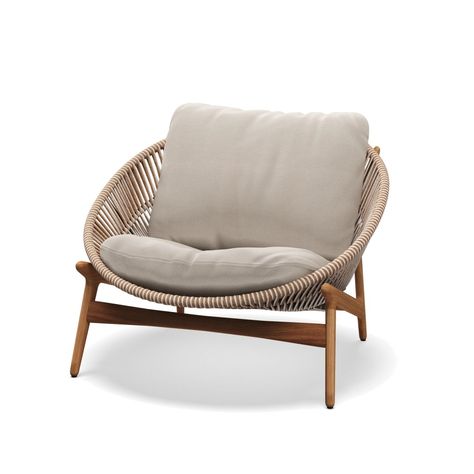 Bora Lounge Chair | Gloster Wicker Lounge Chair, Outdoor Lounge Chair Cushions, Lounge Armchair, Single Chair, Teak Frame, Chair Dimensions, Deck Furniture, Armchair Furniture, Balcony Decor