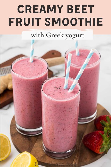 This creamy strawberry beet smoothie recipe is packed with protein, bright flavors, and nutrients for a quick breakfast you'll want to dive right into! You only need 5 minutes to make this hidden veggie fruit smoothie with Greek yogurt. Beetroot Smoothie Recipes Healthy, Beet Protein Smoothie, Flavored Green Tea Recipes, Beet Smoothie Recipes Healthy, Hidden Veggie Smoothie For Kids, Smoothies With Beets, Hidden Veggie Smoothie, Beet Smoothie Recipes, Metabolism Smoothie