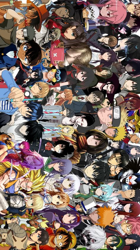 Anime world All Anime Characters In One Picture Wallpaper, All Anime Mix Wallpaper, Mixed Anime Wallpaper, All Anime In One Picture, Anime World Wallpaper, Otaku Day, Anime Multiverse, Wallpaper Top, Beyond The Boundary