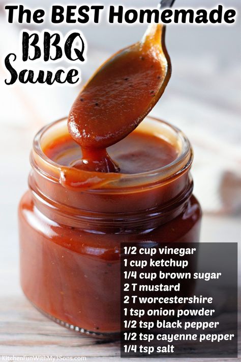 Bbq Sauce Homemade Easy, Homemade Bbq Sauce Recipe, Sweet Bbq Sauce, Homemade Bbq Sauce, Homemade Sauce Recipes, Barbecue Sauce Recipes, Homemade Condiments, Bbq Sauce Recipe, Bbq Sauce Homemade