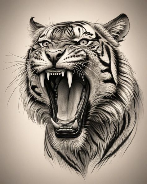 Tiger Art Drawing, Big Cat Tattoo, Lion Head Tattoos, Tiger Tattoo Design, Tiger Pictures, Head Tattoos, Tattoo Art Drawings, Tiger Art, Diamond Painting Kits