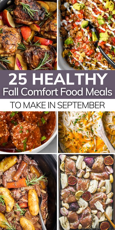 Seasonal Dinner Recipes Fall, Fall Healthy Dinner Ideas, Health Fall Dinner Recipes, Fall One Pot Recipes, Call Dinner Ideas, Fall Healthy Dinners, Fall Weeknight Dinner Ideas, Fall Dinner Recipes Sheet Pan, Healthy Cozy Meals