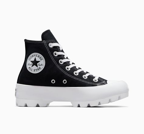 Chuck Taylor All Star Lugged Black/White/Black All Star Lugged High Top, Lugged Converse, Converse Chuck Taylor All Star Lugged, Leather Chuck Taylors, Chuck Taylor All Star Lugged, Platform Chucks, All Star Lugged, Womens High Top Shoes, Converse Platform