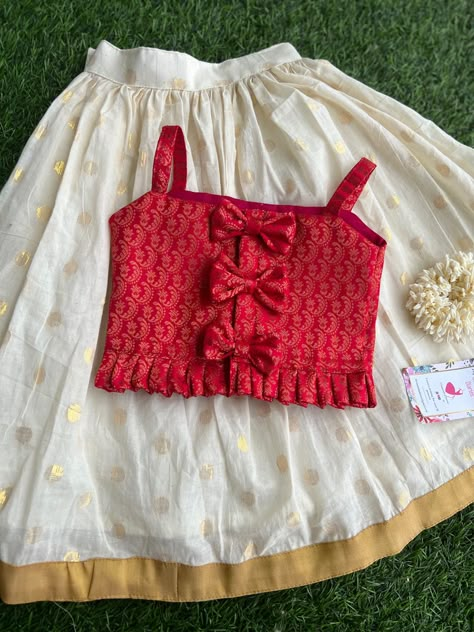 Pattupavada For Kids Kerala, Onam Outfit For Baby Girl, Kids Pattupavada Blouse Designs, Baby Girl Skirt Top Design, Kids Skirt And Top Designs, Kids Skirt Top Designs, Skirt And Blouse For Kids, Pattupavada For Kids, Skirt And Top For Kids