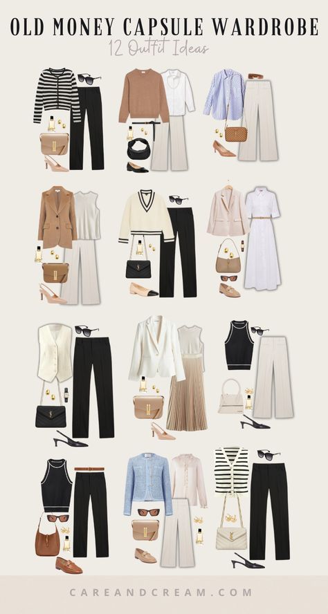 Looking to create an old money capsule wardrobe? Our essentials guide has you covered! Learn how to look old money and achieve the timeless old money aesthetic. This guide also includes old money outfit ideas. Plus: quiet luxury capsule wardrobe, old money wardrobe essentials women, old money aesthetic women, old money aesthetic outfits, timeless capsule wardrobe, old money closet essentials. Work Commute Outfit, Outfits For Picnic Casual Simple, Office Old Money Outfit, Car Saleswoman Outfit, European City Summer Outfits, Bussines Casual Woman Outfit Summer, Autumn Outfits Aesthetic Classy, Outfits For London In June, Cute Study Outfit