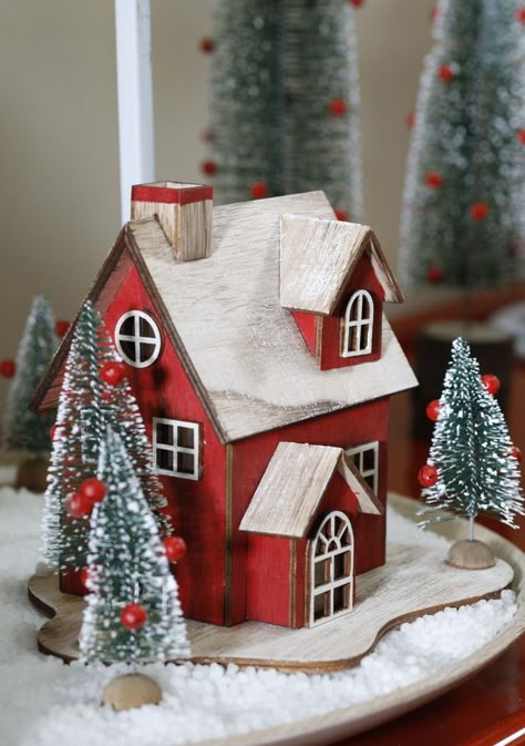 Diy Christmas Village Houses, Christmas Village Diy, Diy Christmas Village, Christmas Village Houses, Christmas Village Display, Christmas Themes Decorations, Xmas Diy, Office Christmas, Christmas Villages