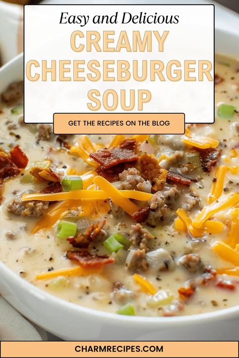 Savor the rich, hearty flavors of Creamy Cheeseburger Soup, a comforting blend of ground beef, potatoes, and cheese in a velvety broth. Creamy Cheeseburger Soup, Cheeseburger Soup Slow Cooker, Cheeseburger Soup Crockpot, Ground Beef Potatoes, Potatoes And Cheese, Beef Potatoes, Soup With Ground Beef, Chowder Soup, Homemade Soup Recipe