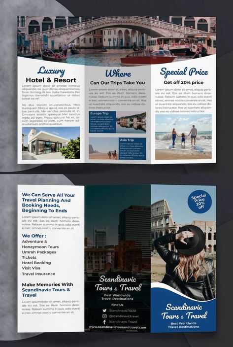 Tour Brochure, Brochure Sample, Travel Brochure Design, Vacation Winter, Catalog Template, Holiday Homework, Brochure Design Layout, Trifold Brochure Design, Fold Brochure