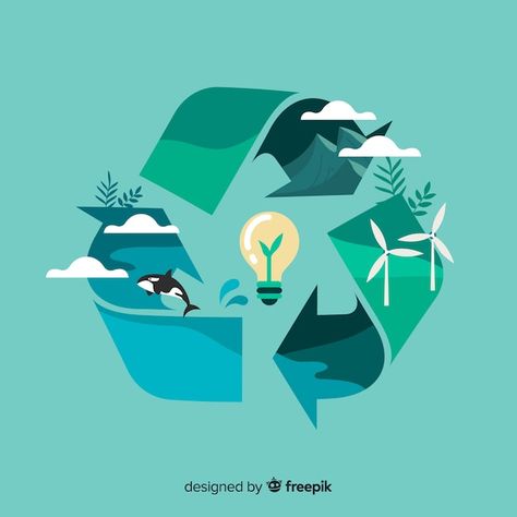 Recycle Symbol, Eco City, Save Nature, Infographic Illustration, Building Concept, Isometric Design, Green Business, Green City, Sustainable Design