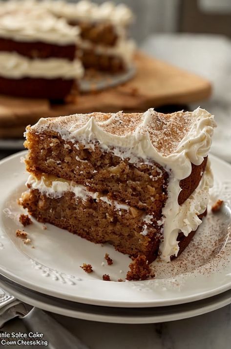 Indulge in this moist Apple Spice Cake topped with creamy cheese icing—a perfect fall treat! Bursting with cinnamon and apple flavors. #FallDesserts #AppleCake #Baking #DessertLovers #ComfortFood Spice Cake Decoration, Apple Spice Cake With Cream Cheese Icing, Spice Cale, Apple Spice Cake Using Box Cake, Apple Cake Recipes Moist, Spice Cake Mix Recipes, Apple Spice Cake Recipe, Spiced Apple Cake, Moist Spice Cake