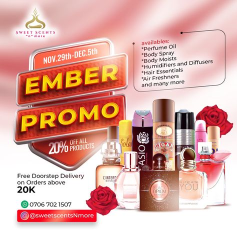 Ember promo Ember Sales Flyer Design, Perfume Sales Flyer Design, Flyers Design Ideas, Promo Flyer Design, Promotions Design, Sales Flyer Design, Photoshop Poster Design, Clothing Poster, Facebook Family