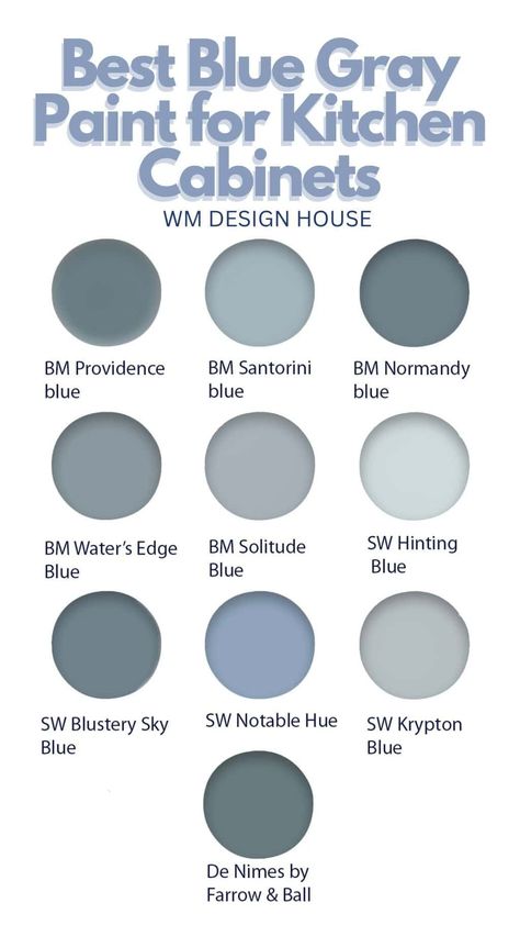 The Best Blue Gray Paint Colors for Kitchen Cabinets - WM Design House Greyish Blue Cabinets Kitchen, Blue Grey Kitchens, Kitchen Cabinet Hacks, Blue Kitchen Appliances, Paint Colors For Kitchen Cabinets, Bangalore House, Colors For Kitchen Cabinets, Paint For Kitchen Cabinets, Cabinet Hacks