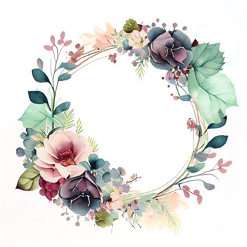 Spring Flowers Decoration, Floral Circle Frame Design, Flower Circle Border, Floral Circle Border, Flower Wreath Drawing, Circle Flower Design, Circle Floral Frame, Circle Floral Design, Floral Wreath Drawing