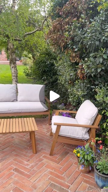 Jen Rothbury on Instagram: "Finally got round to putting together our new garden furniture so could get a reel together of the patio transformation.... to say I'm glad to see the back of those white tiles. It's not often I admit that I'm wrong but jeez the decision to have white tiles outdoors in Manchester was not the one. Jet wash one week, green mildew on them the next. Anyway we had so many terracotta tiles left over from our bathroom renovation last year that we decided to put them to good use. They are designed for indoor use but considering they were just sat next to our shed for a year we decided we might as well put them to the test. You can get thicker versions for outdoor use so shop around! Hopefully the reel is self explanatory but let me know if any questions!  #gardeninspira Terracotta Tiles Outdoor, Natural Yard, Terracotta Patio, Patio Transformation, Tile Furniture, Terracotta Floor, Rooftop Terrace Design, We Shed, How To Get Thick