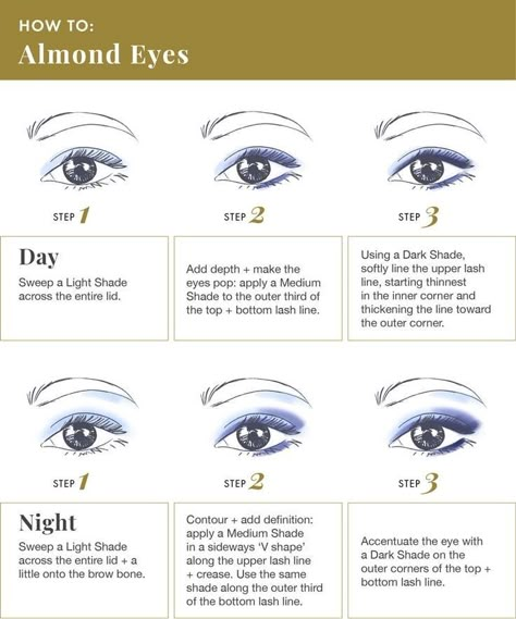 Eyeshadow For Almond Shaped Eyes, Make Up For Almond Shaped Eyes, Shape Theory, Eyeshadow Placement, Eyeliner For Almond Eyes, Eye Shape Makeup, Almond Eye Makeup, Eye Makeup Eyeliner, Eyeliner Shapes