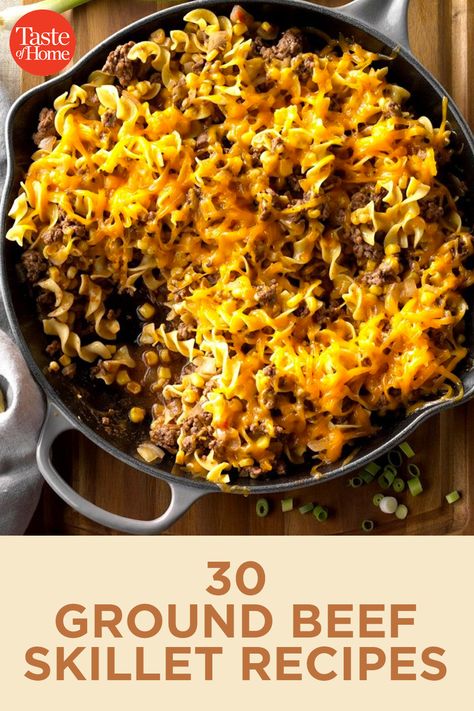 Beef Skillet Recipes, Ground Beef Skillet Recipes, Hamburger Meat Recipes Ground, Ground Beef Skillet, Beef Recipes Easy Dinners, Cast Iron Skillet Recipes Dinner, Recipes Hamburger, Beef Skillet, Skillet Dinner Recipes