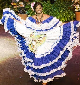 Venezuela woman wearing the traditional venezuelan dress El Salvador Culture, Folklorico Dresses, Traditional Mexican Dress, Folk Clothing, Western Style Outfits, Folk Dresses, Mexican Dresses, Quinceanera Dresses, Central America