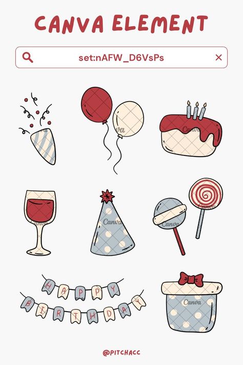 Birthday Party Canva Elements canvalementkeyw Canva Birthday Card Ideas, Canva Keywords Elements, Birthday Elements, Canva Idea, Editing Material, Canva Keywords, Canva Frames, Wedding Planner Binder, Ideas Cumpleaños