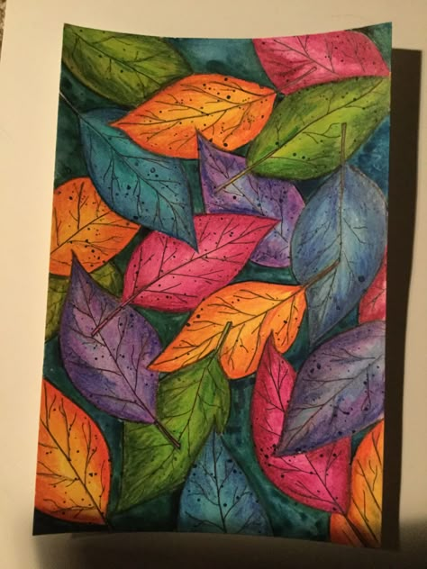 Acrylic Leaf Painting, Canvas Oil Painting Ideas, Oil Painting Ideas For Beginners, Leaf Art Painting, Plastic Canvas Kits, Painting Exercises, Paint For Beginners, Leaf Print Art, Leaf Paintings