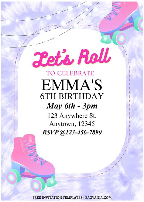 Free Roller Skating Party Invitations, Roller Skating Invitations, Skating Party Invitations, Roller Skate Invitations, Roller Skating Party Invitations, Roller Skating Birthday Invitations, Roller Skate Party, Roller Skate Birthday, Skate Birthday