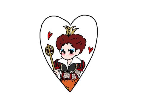 Queen Of Hearts Fanart, Queen Of Hearts Drawing, Aespa Fanart, Alice In Wonderland Fanart, Queen Of Hearts Tattoo, Wonderland Fanart, Alice And Wonderland Tattoos, Queen Alice, The Queen Of Hearts