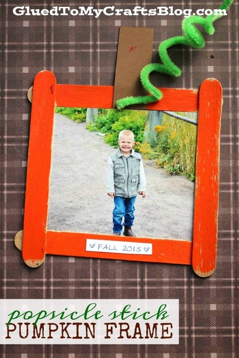 Popsicle Stick Pumpkin, Pumpkin Crafts Preschool, Preschool Pictures, Pumpkin Patch Pictures, Preschool Crafts Fall, Toddler Craft, Fall Preschool Activities, Pumpkin Activities, Picture Frame Crafts