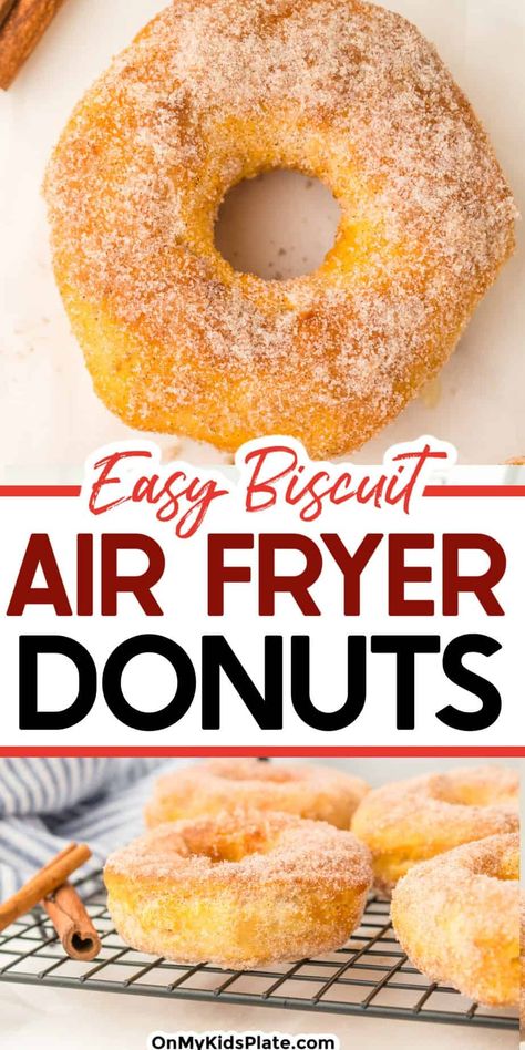 Easy Biscuit Donuts (In The Air Fryer) Air Fryer Doughnut Recipe, Air Fry Donuts, Air Fryer Donuts, Easy Biscuit, Biscuit Donuts, Easy Donut Recipe, Easy Donuts, Homemade Donuts Recipe, Fried Donuts