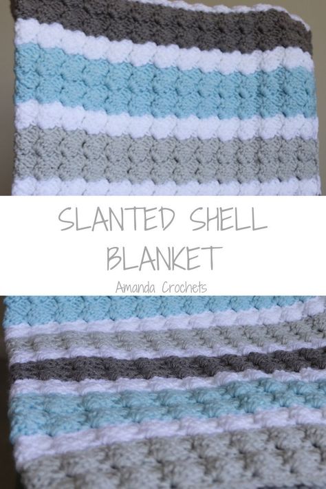 slanted shell blanket Easy Crochet Blanket Tutorial, Crochet Shell Blanket, Amanda Crochets, Crochet A Blanket, Blanket Stitches, Crochet Blanket Stitch Pattern, Crocheted Afghans, Crochet Shell, Small Ideas