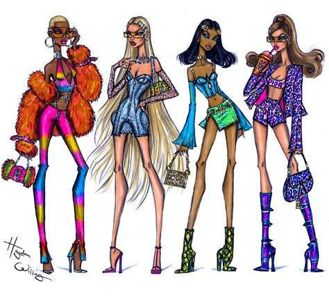 Neon Brights, The Denim Mini, Cyan Chic & Dior Diva. #2000… | Flickr Hayden Williams Fashion, Fashion Model Sketch, Fashion Illustration Poses, Hayden Williams, Fashion Drawing Sketches, Mode Chanel, Races Fashion, Fashion Design Sketchbook, Sketches Dresses