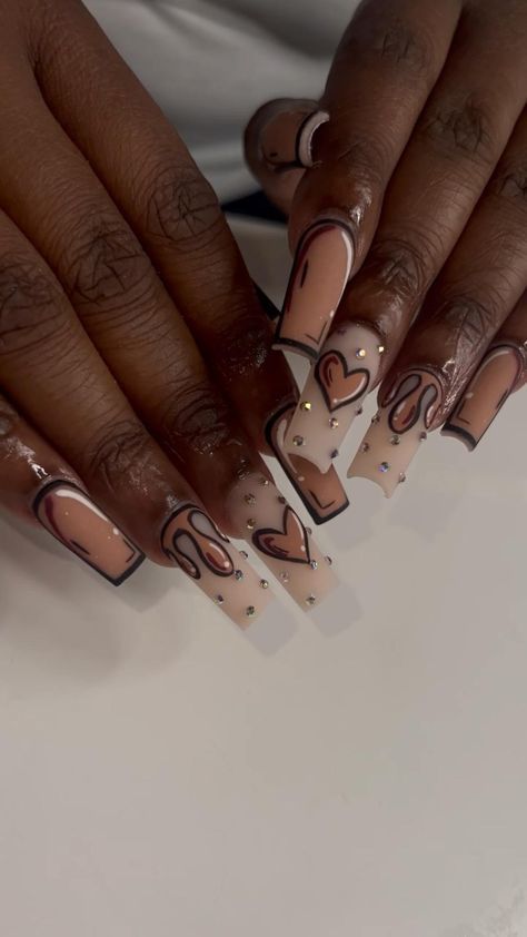 Brown And Beige Nails, Mid Length Nails, Baddie Nail Designs, Bday Nails, Extension Nails, Brown Acrylic Nails, Brown Acrylic, Gel Nail Extensions, Beauty Nails Design