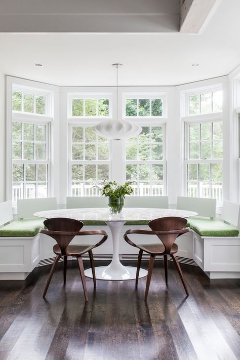 25 Kitchen Window Seat Ideas | Home Stories A to Z Kitchen Window Seat Ideas, Breakfast Nook Ideas Bay Window, Bay Window Seating Kitchen, Built In Breakfast Nook, Bay Window Benches, Seating In Kitchen, Banquette Ideas, Kitchen Bay Window, Window Bench Seat