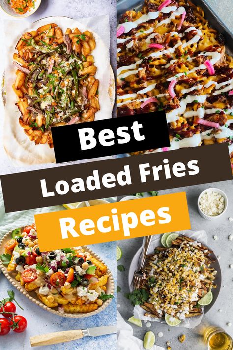 TOP 14 LOADED FRIES RECIPES FOR A FLAVOR ODYSSEY Food Truck Fries, Loaded Chili Cheese Fries, Loaded Steak Fries, Loaded Fries Ideas, Fry Toppings, Loaded Fried, Loaded French Fries, Loaded Fries Recipe, Best Baklava Recipe